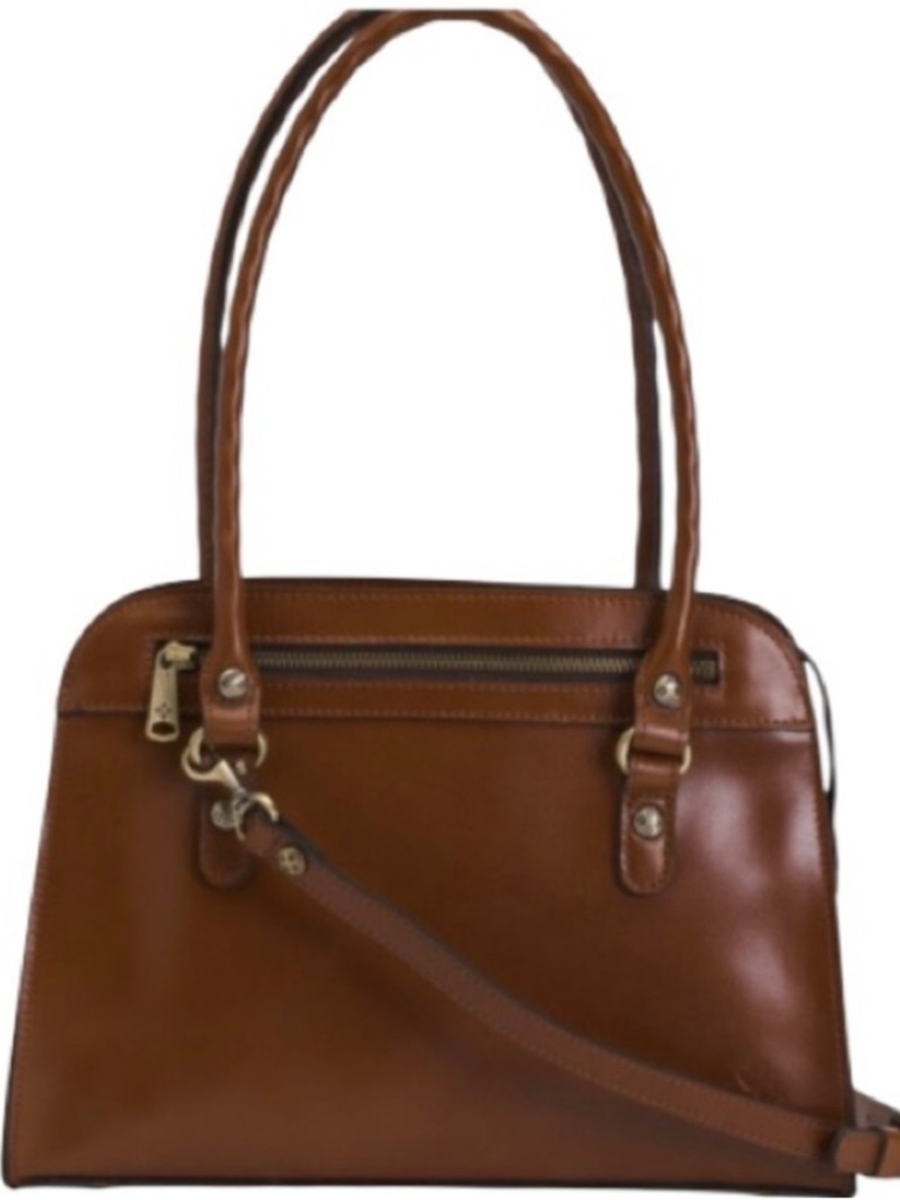 Patricia Nash Calvi Leather Satchel Crossbody Tan